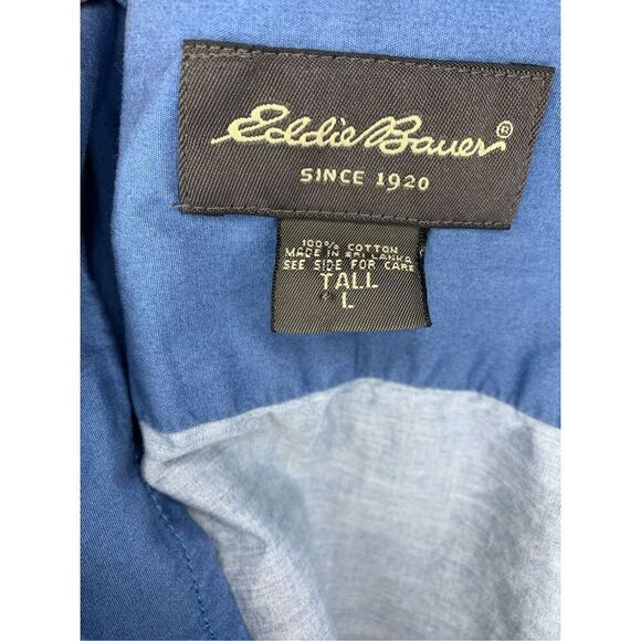 EDDIE BAUER Hawaiian Tropical Button Up Short Sleeve Shirt Size L Tall - Picture 3 of 4